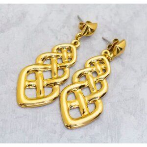 Vintage Dangle Crisscross Gold Tone  Patterned Earrings by Avon - C8